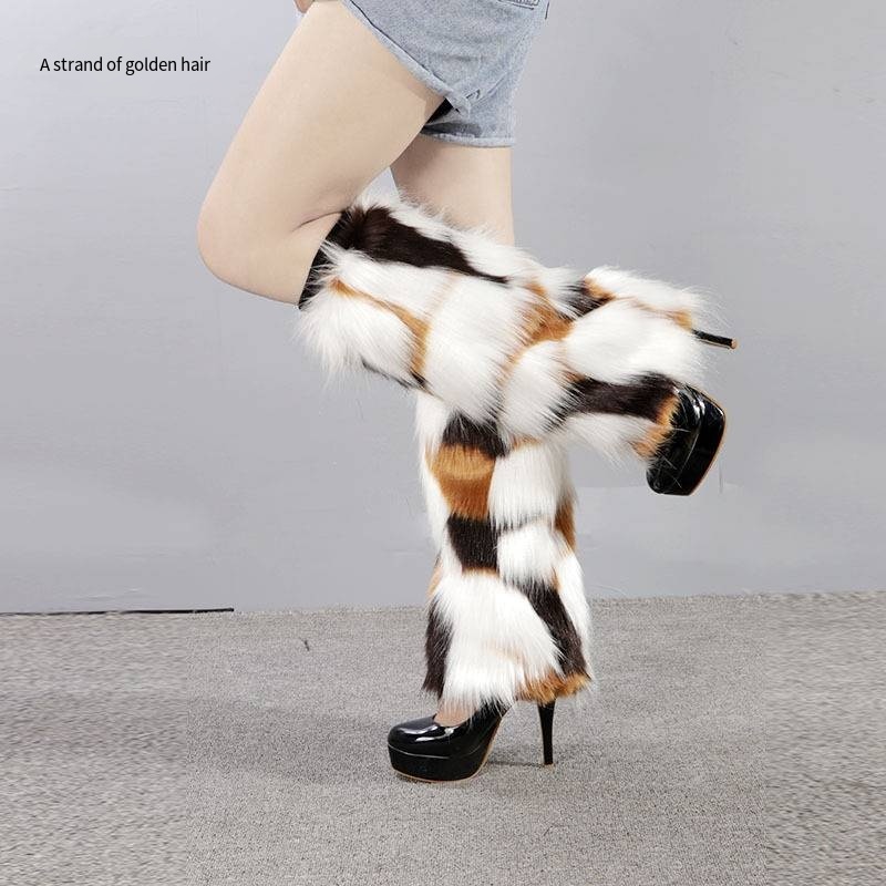 Luxury Faux Fur Boots Socks Sleeve Fashion Long Short Leggings Warms